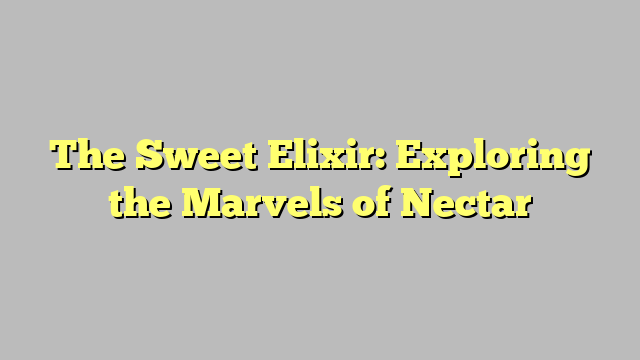 The Sweet Elixir: Exploring the Marvels of Nectar